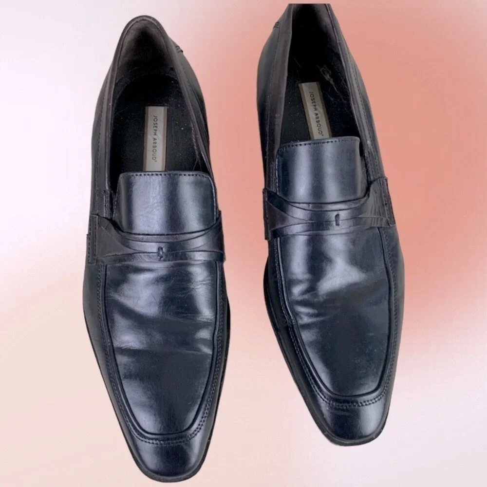 Joseph Abboud Black Leather Slip On Dress Shoes Size 9